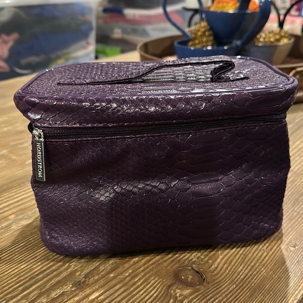 Nordstrom purple Faux Leather Croc Cosmetic Bag case